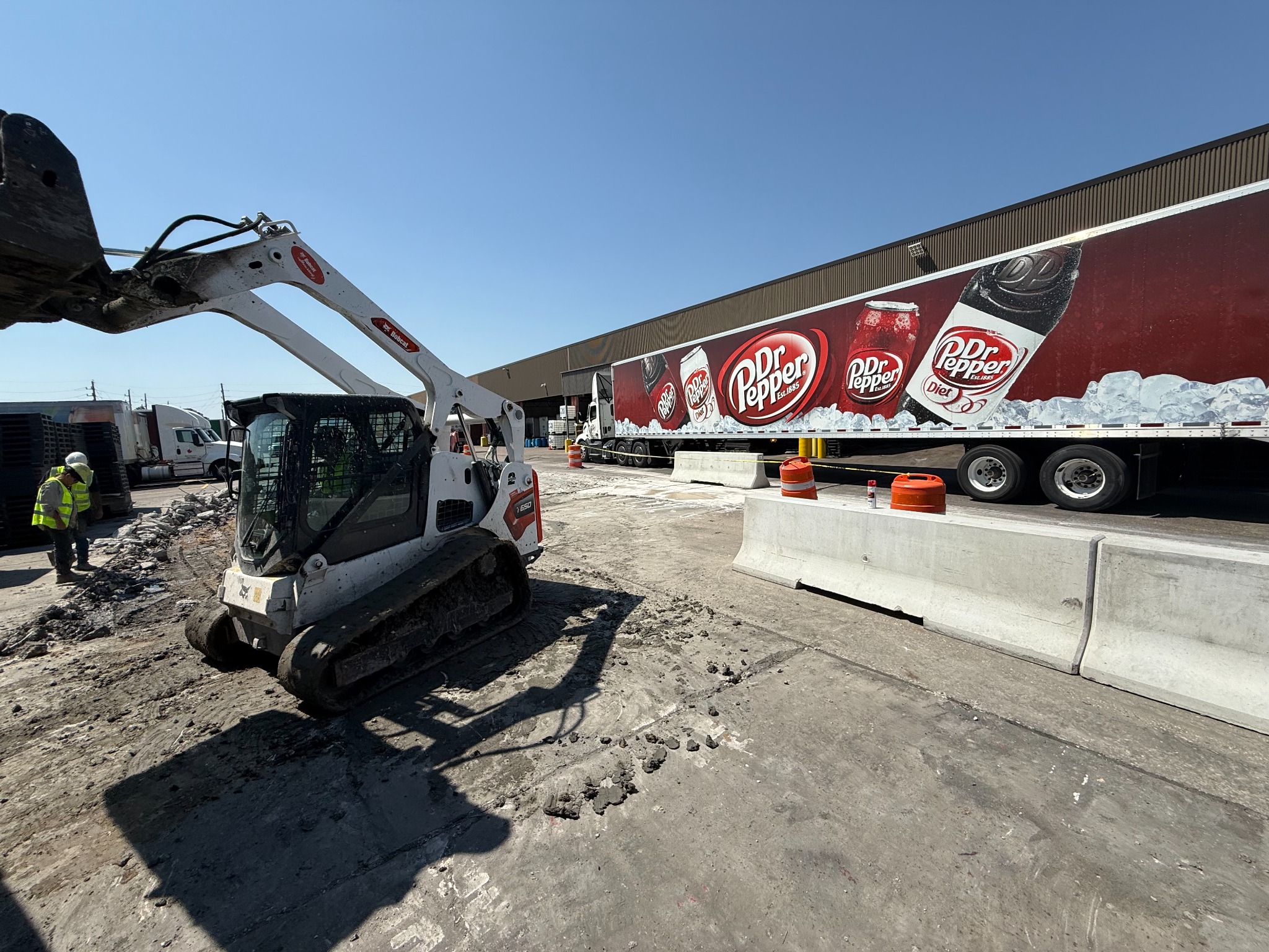 Night commercial concrete pour